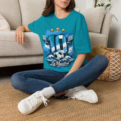 Argentina Soccer Fan T-Shirt — 'La Nuestra' #10 Jersey Design