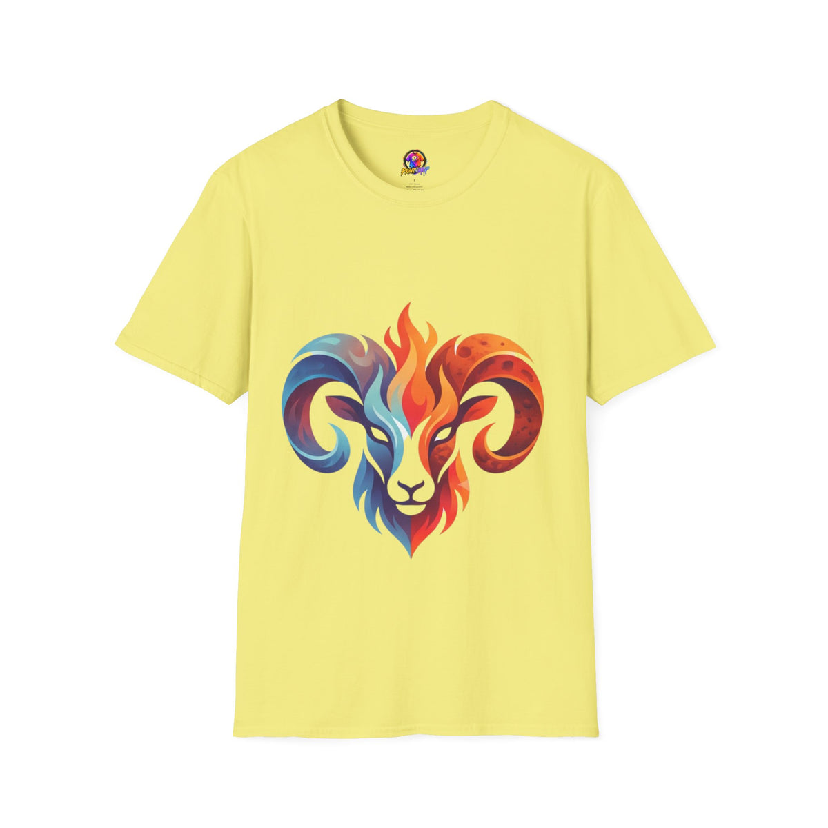 Aries Zodiac Ram Head Flame Graphic T-Shirt — Bold Aries Zodiac Tee