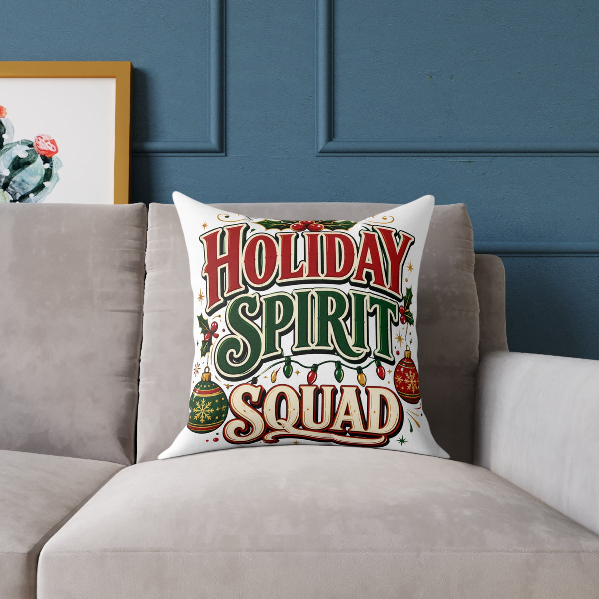 Christmas Holiday Spirit Squad Pillow – Festive Christmas Decorative Throw Cushion