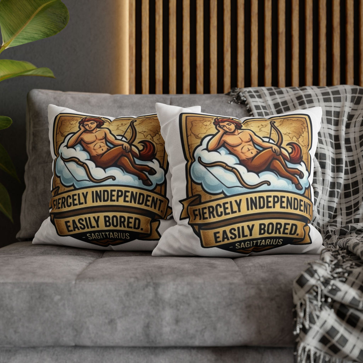 Sagittarius Zodiac Pillowcase – "Fiercely Independent, Easily Bored" Decorative Throw Pillow Cover