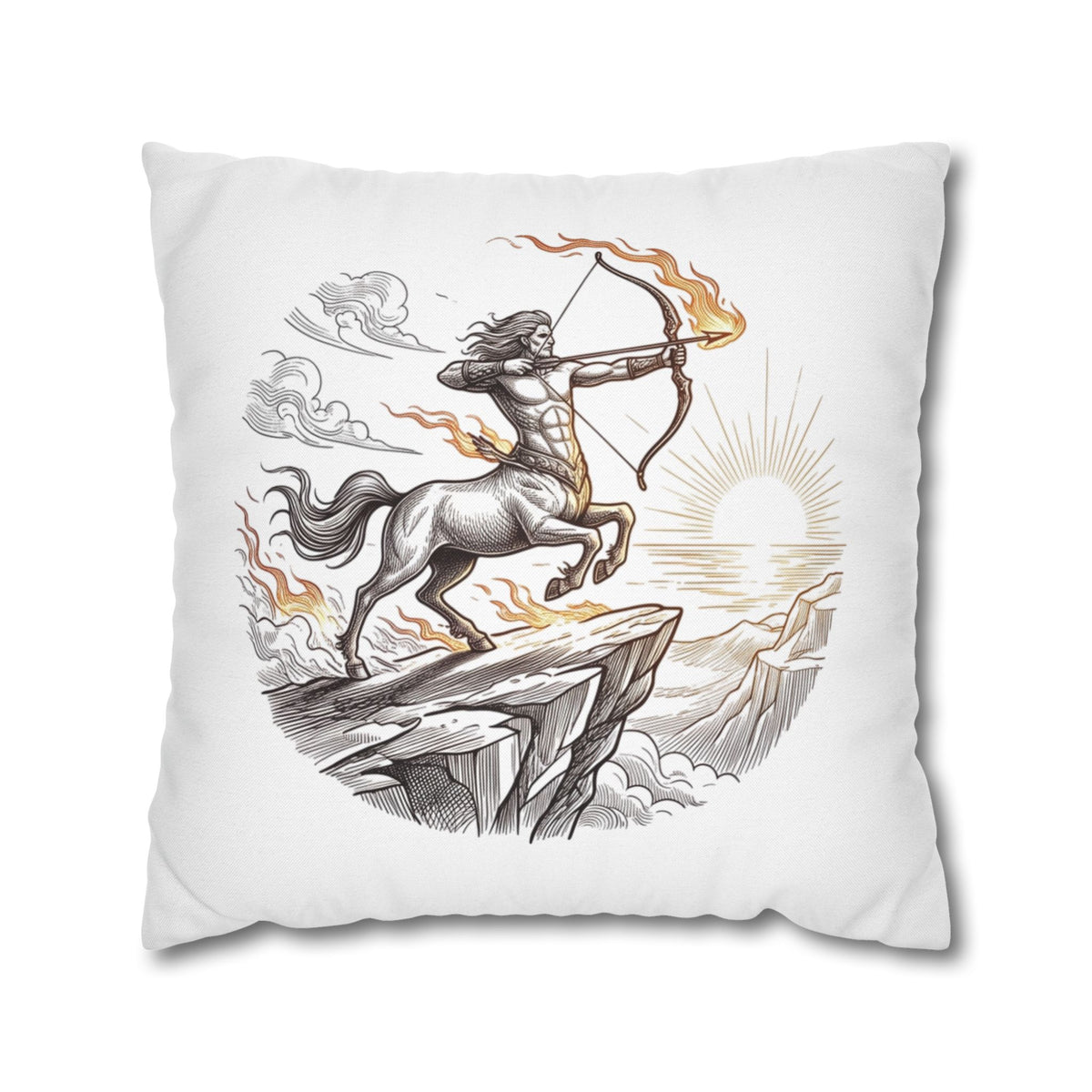 Sagittarius Centaur Archery Throw Pillow - Zodiac Mythology Decorative Pillowcase