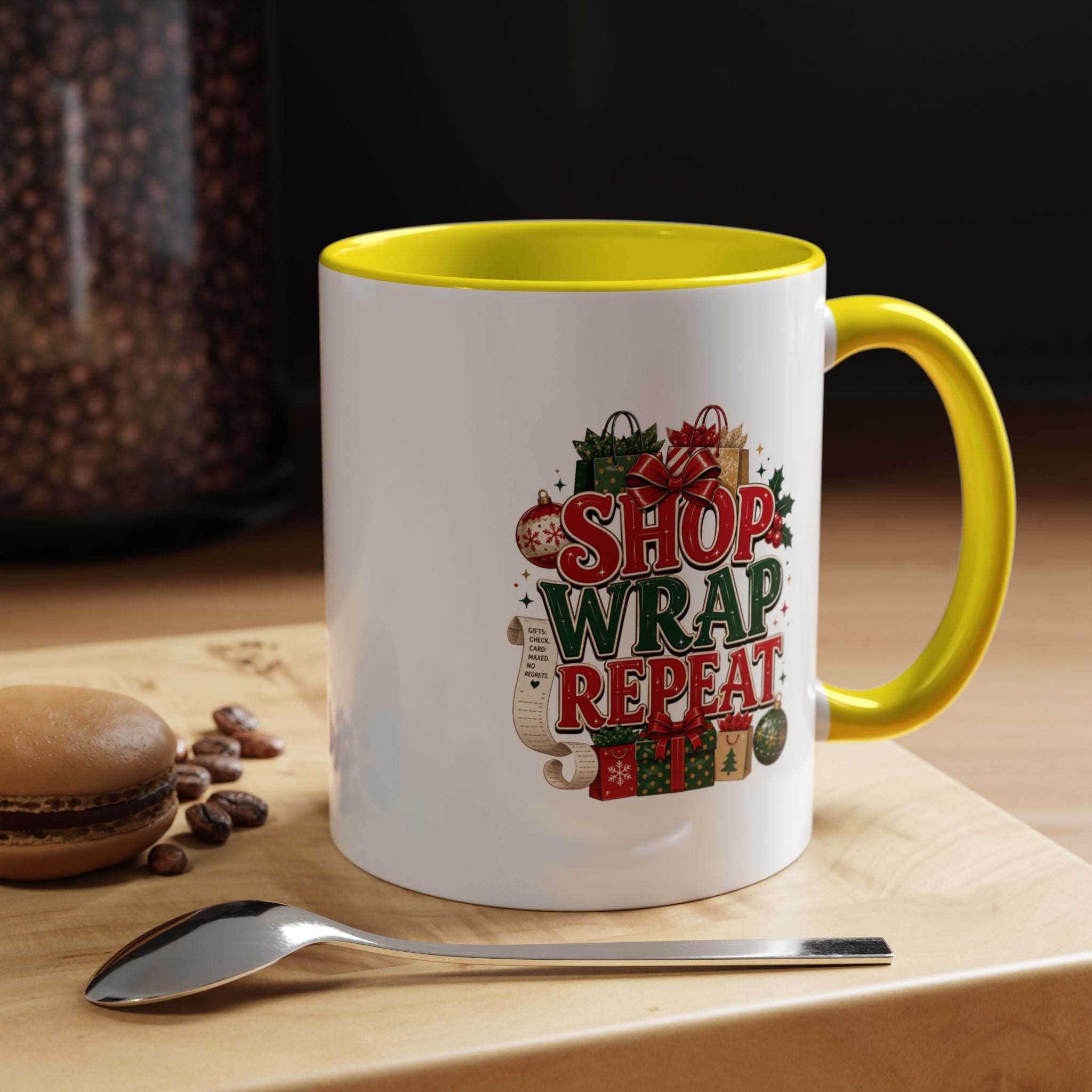 Shop Wrap Repeat Christmas Accent Coffee Mug