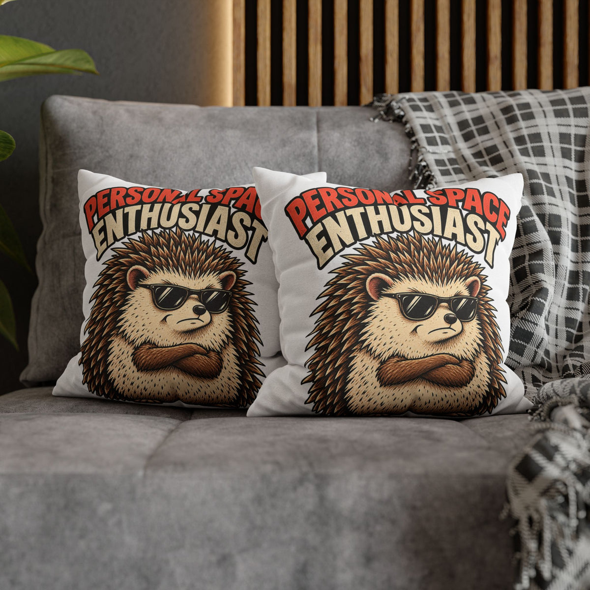 Personal Space Enthusiast Hedgehog Pillowcase — Funny Decorative Throw Pillow Cover