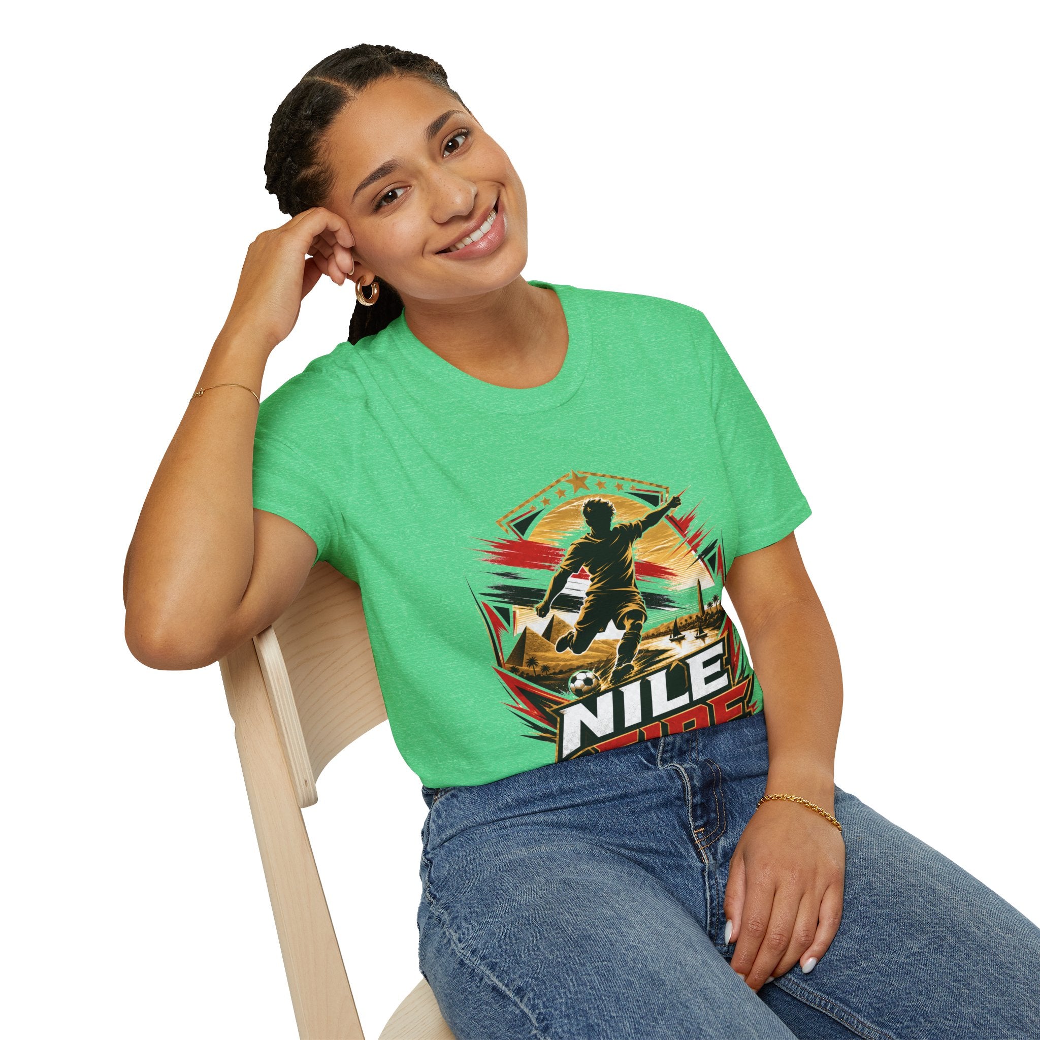 Egypt Soccer Player Nile Fire Graphic T-Shirt — Retro Athletic Team Tee
