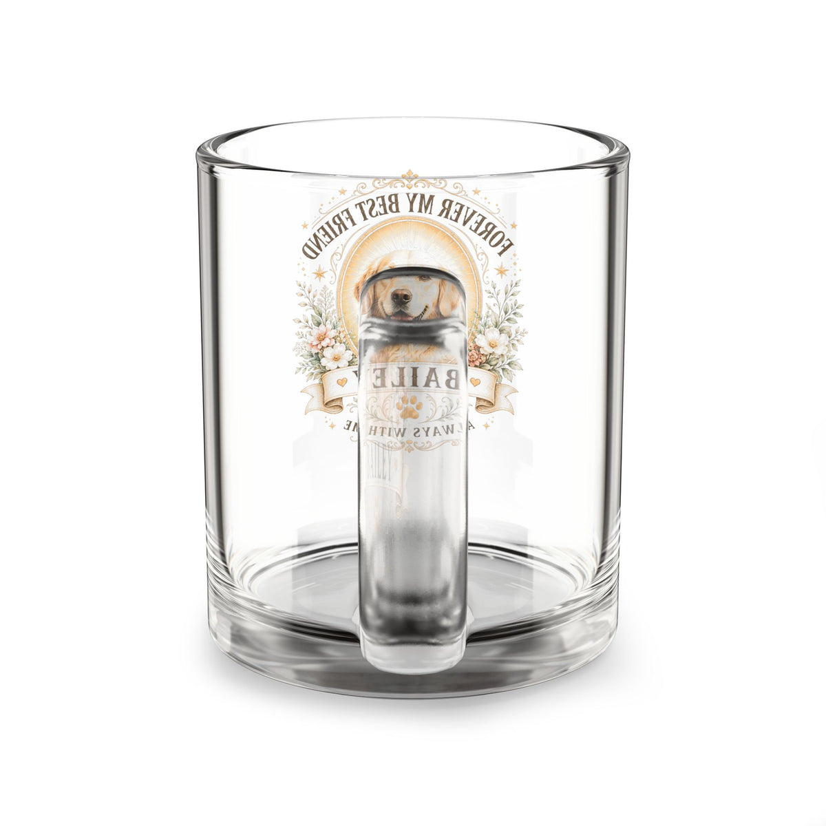 Glass Mug, 10oz Milo Bailey Dog Dad Mom Glass Mug, 10oz