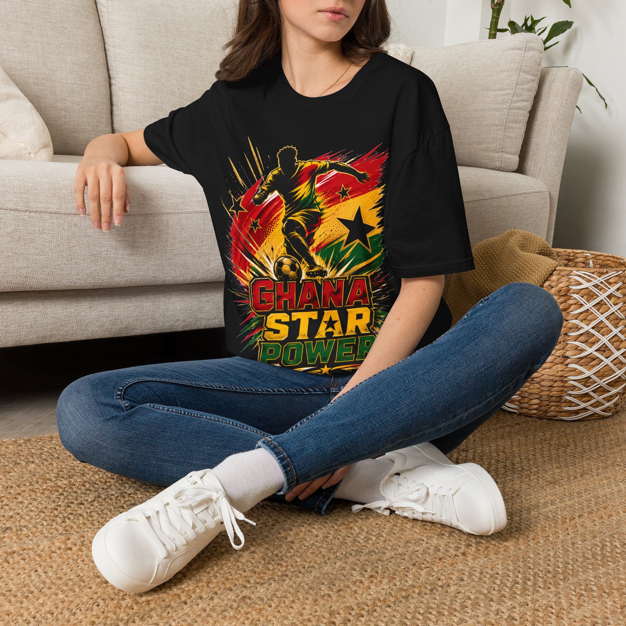 Ghana Star Power Soccer T-Shirt — Afro Football Fan Tee - Ghana T-Shirt
