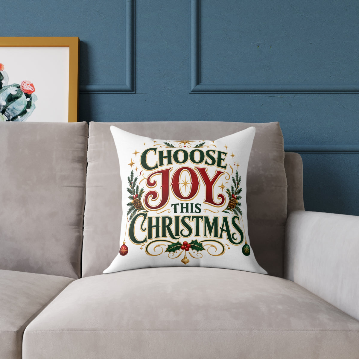 Choose Joy This Christmas Square Poly Canvas Pillow