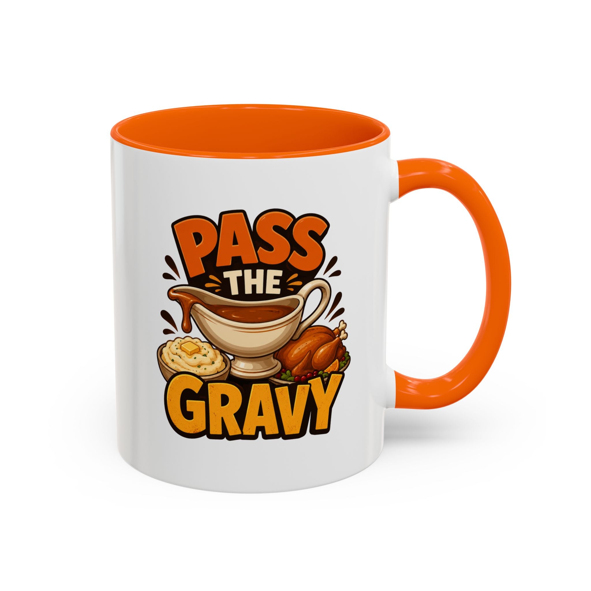 Thanksgiving Mug Pass the Gravy Coffee Mug — Thanksgiving Turkey & Gravy Bowl Accent Mug