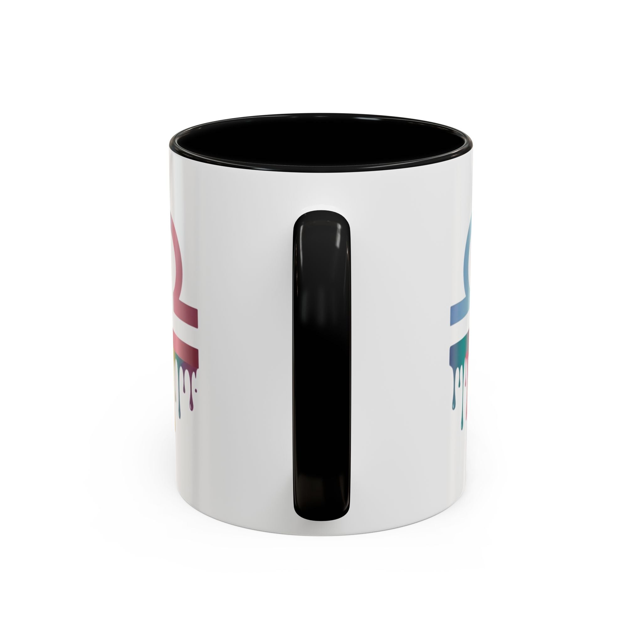 Libra Drip Accent Coffee Mug — Zodiac Symbol Rainbow Design