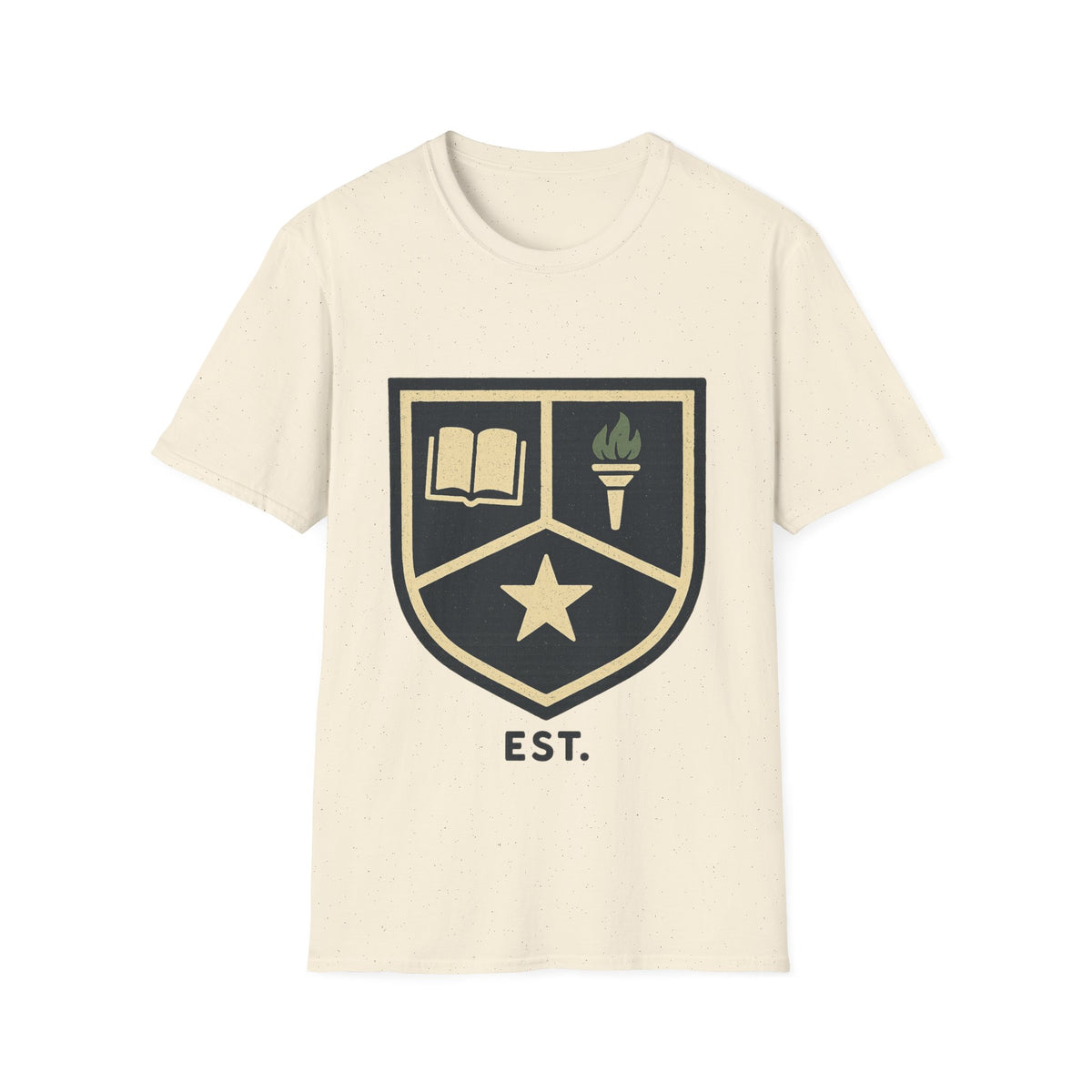 Academy Crest T-Shirt — Book & Torch Vintage Shield Tee - Trending Now - August 2026
