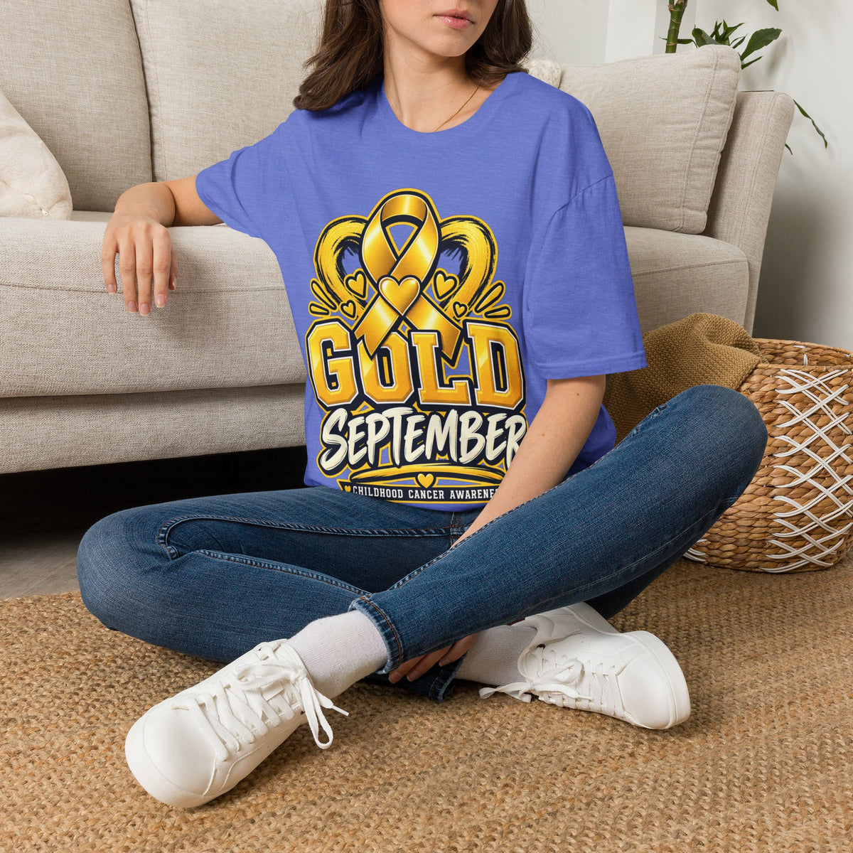 Gold September T-Shirt — Childhood Cancer Awareness Ribbon Tee