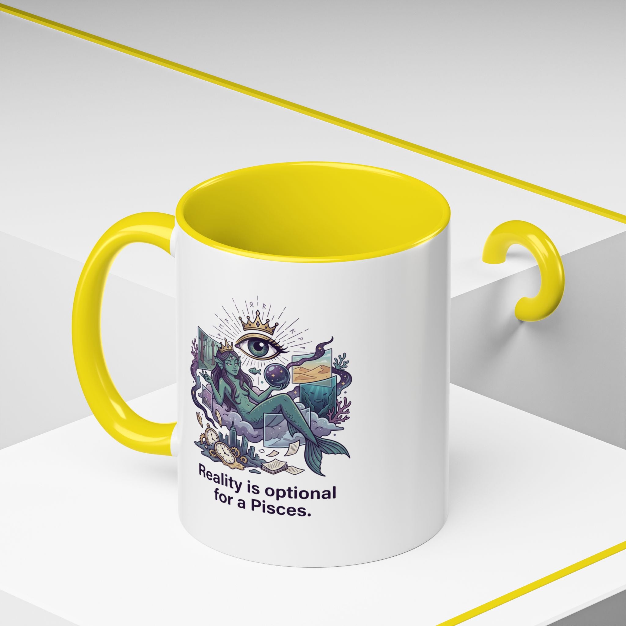 Pisces Zodiac Coffee Mug — "Reality is Optional for a Pisces" Accent Mug