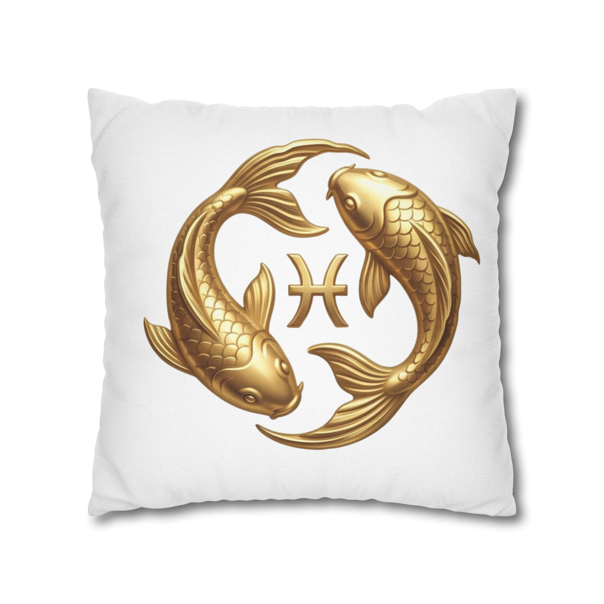 Pisces Zodiac Pillowcase — Gold Koi Fish Astrological Decorative Pillow Cover