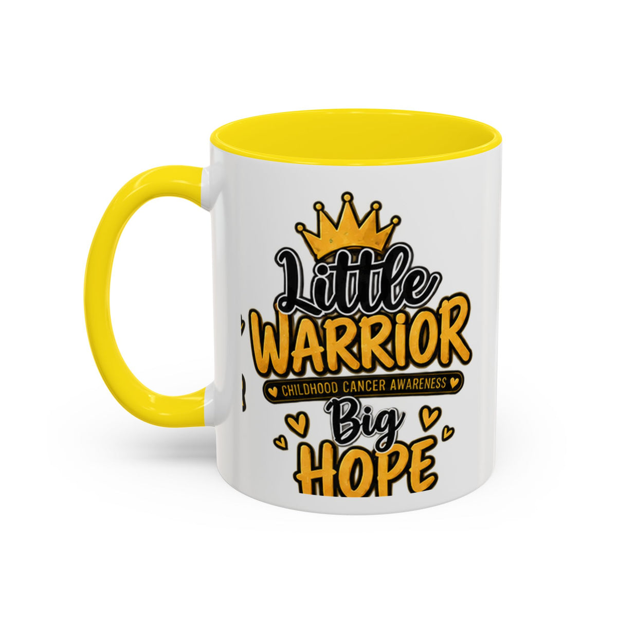 Little Warrior Childhood Cancer Awareness Coffee Mug – "Big Hope" Accent Mug