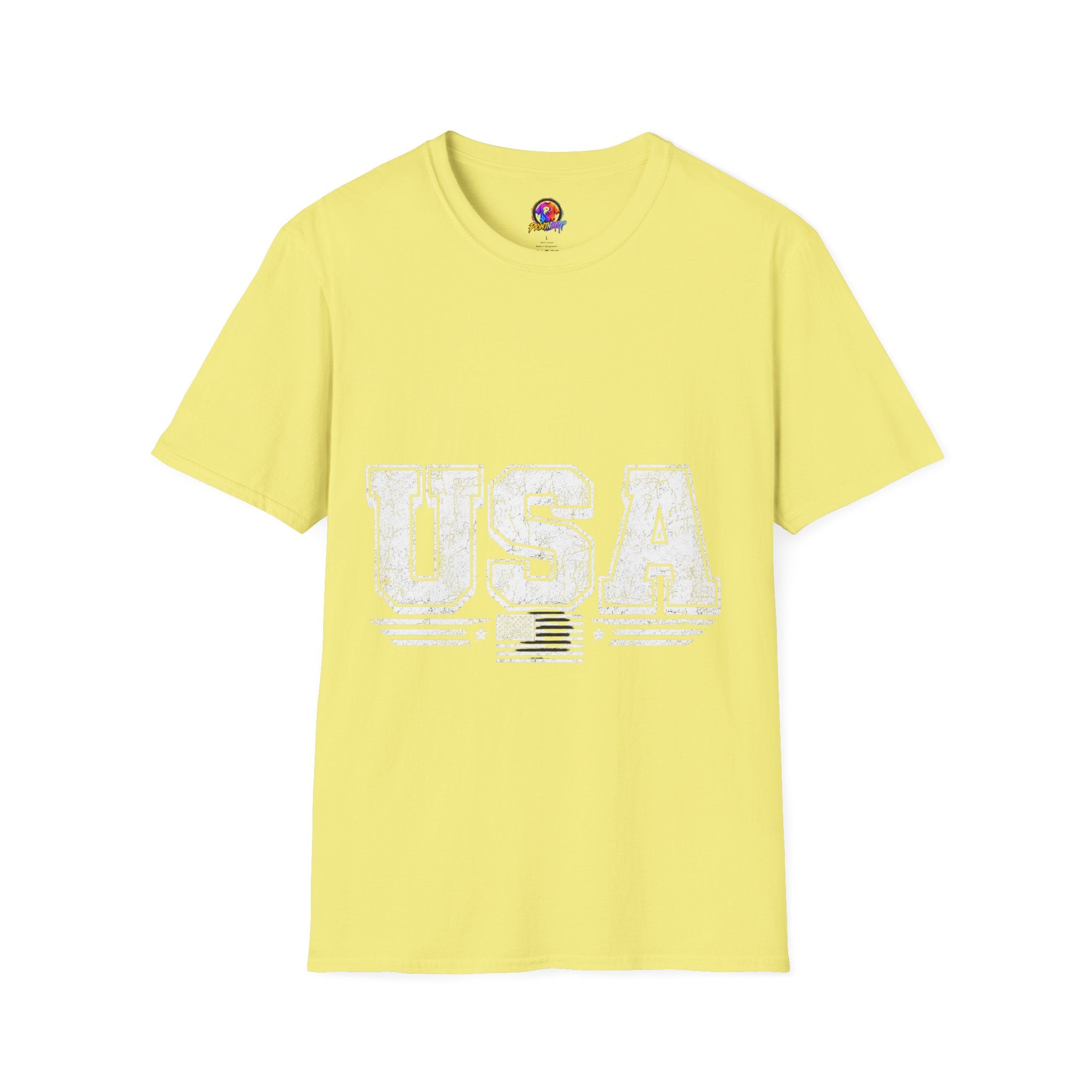 USA Vintage Block T-Shirt — Patriotic Americana Graphic Tee