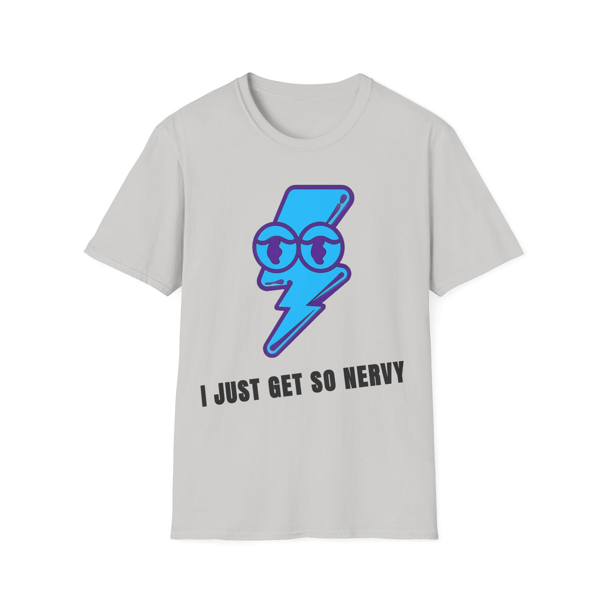 Graphic T-Shirt — 'I Just Get So Nervy' Blue Lightning Emoji Tee - Trending Now - September 2026