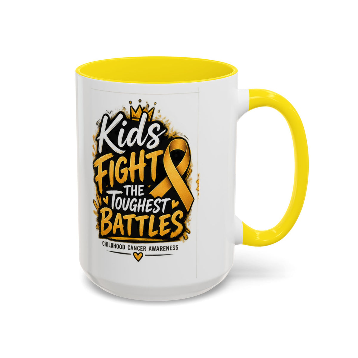 Kids Fight The Toughest Battles Accent Coffee Mug — Childhood Cancer Awareness 11/15oz