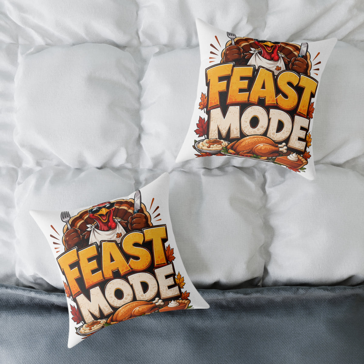 Thanksgiving Feast Mode Throw Pillow — Thanksgiving Turkey Holiday Decor