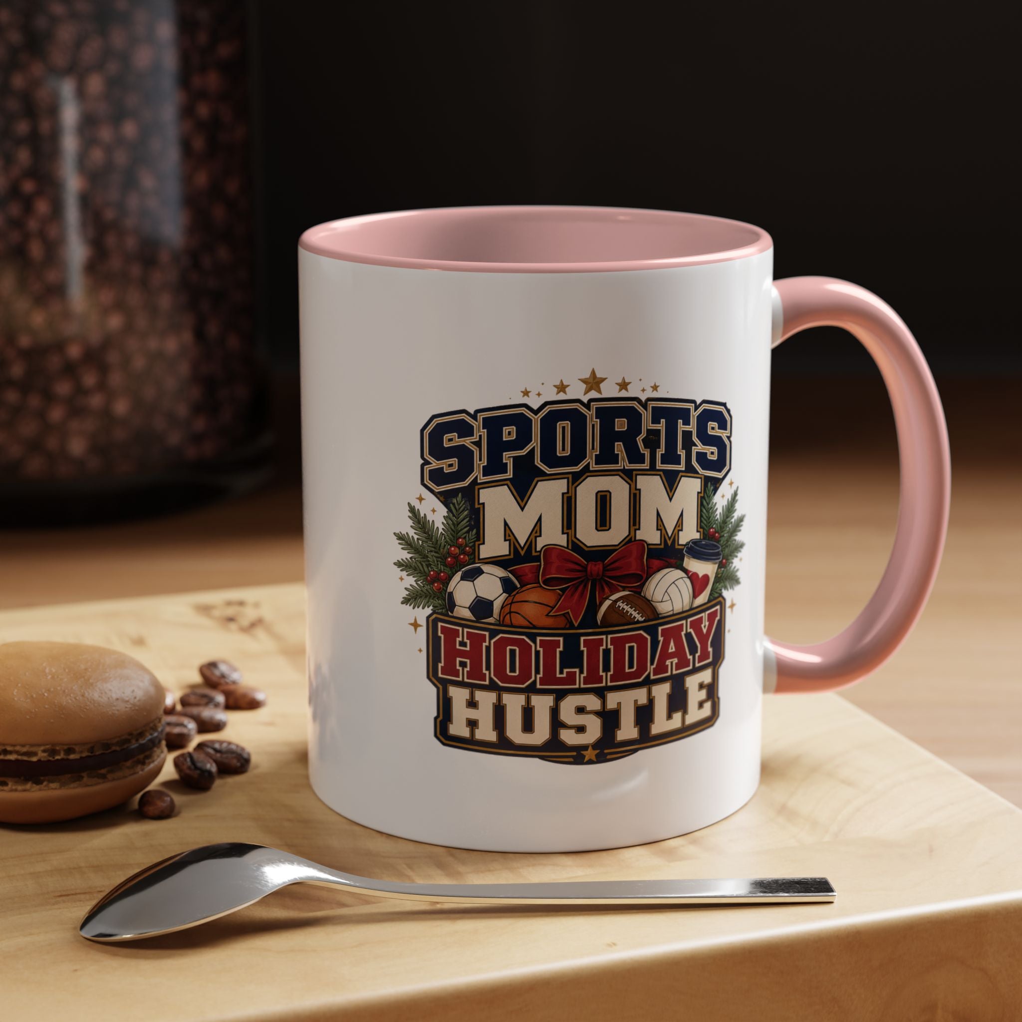 Modern Day Christmas Sports Mom Holiday Hustle Accent Coffee Mug – Christmas Sports Mom Gift