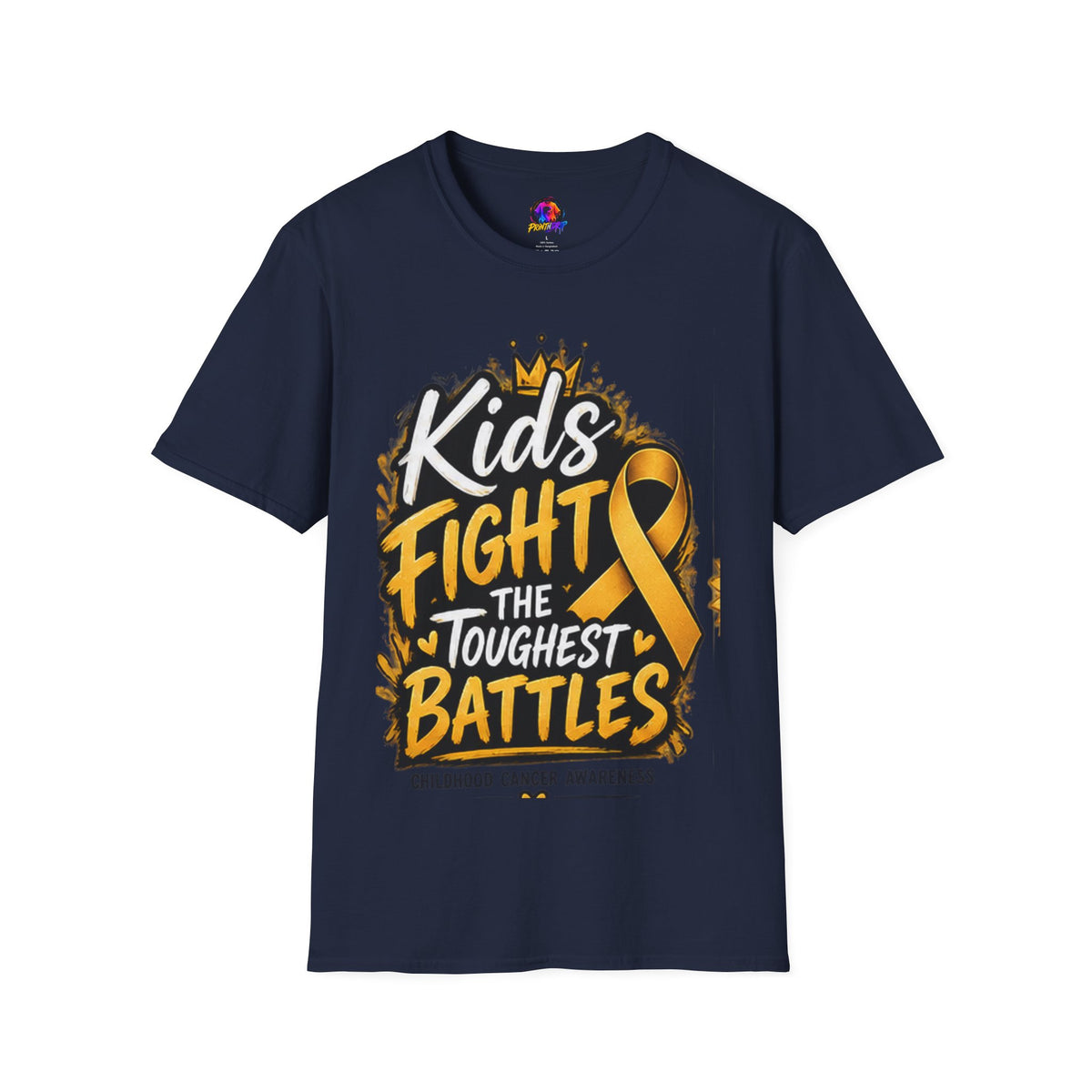 Children's Cancer Awareness T-Shirt — "Kids Fight The Toughest Battles" Gold Ribbon
