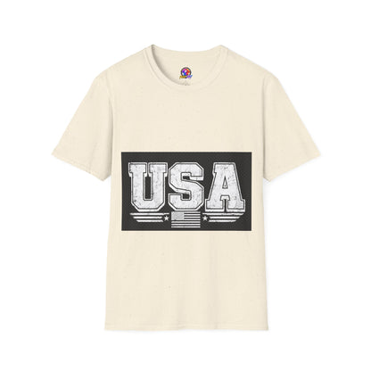 USA Vintage Block T-Shirt — Patriotic Americana Graphic Tee