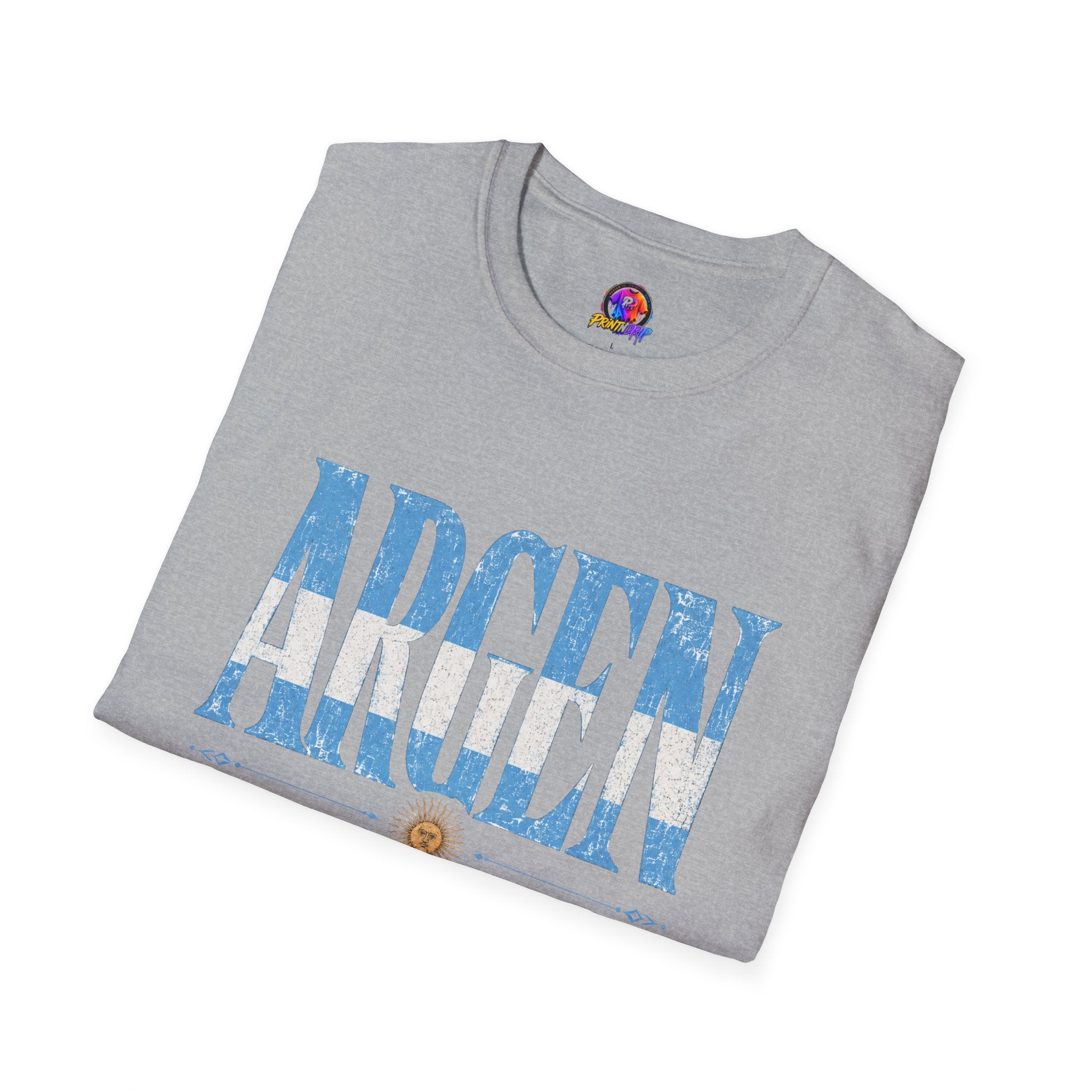 Argentina Flag Graphic T‑Shirt — Vintage Blue Distressed Typography