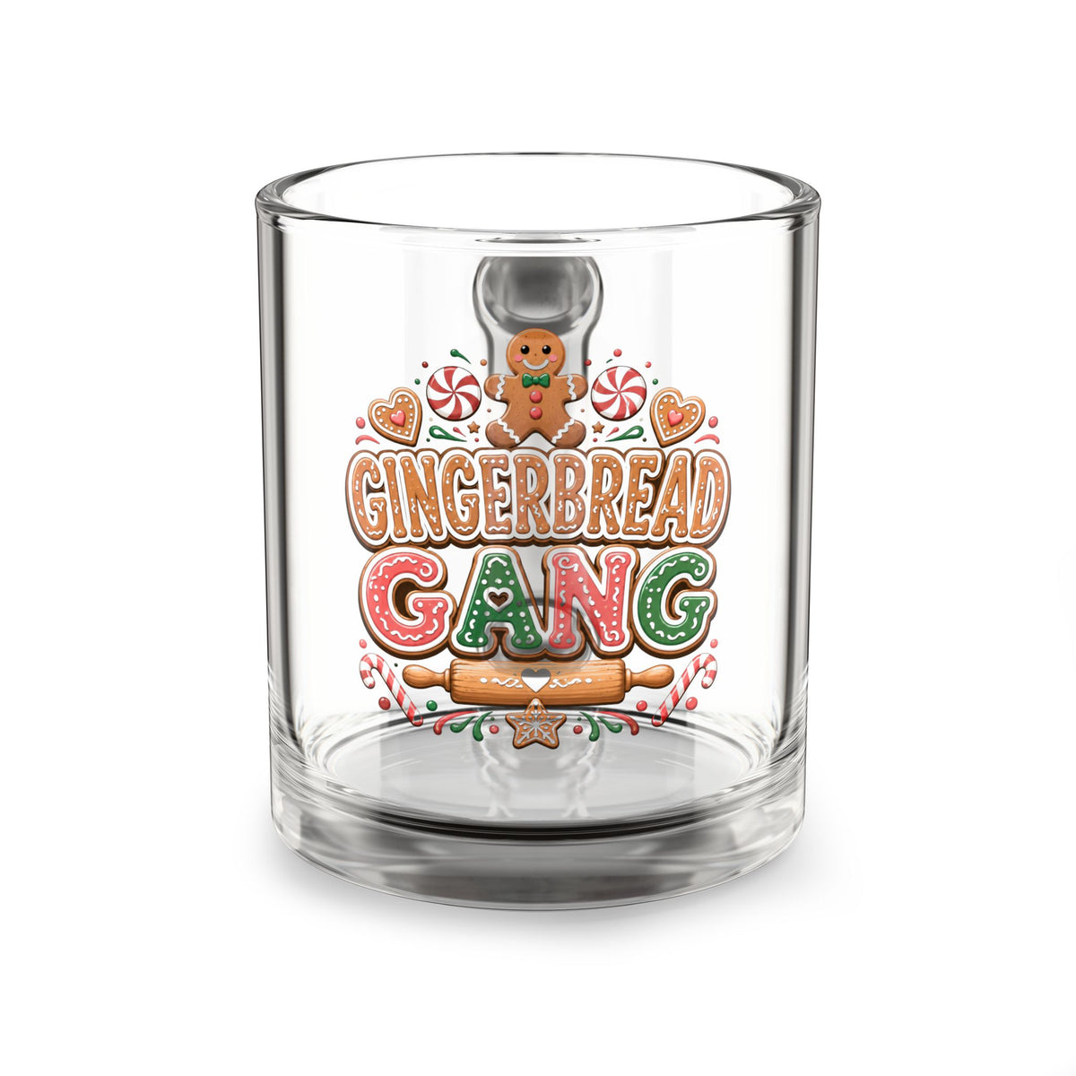 Christmas Glass Mug 10 oz Gingerbread Gang Glass Mug — 10oz Holiday Cookie Coffee Cup