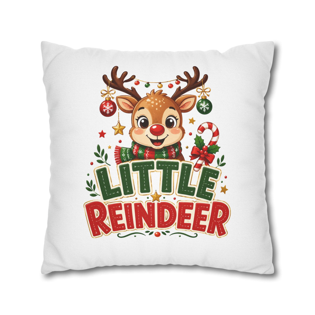 Christmas Little Reindeer Holiday Pillowcase – Cute Christmas Throw Pillow Cover