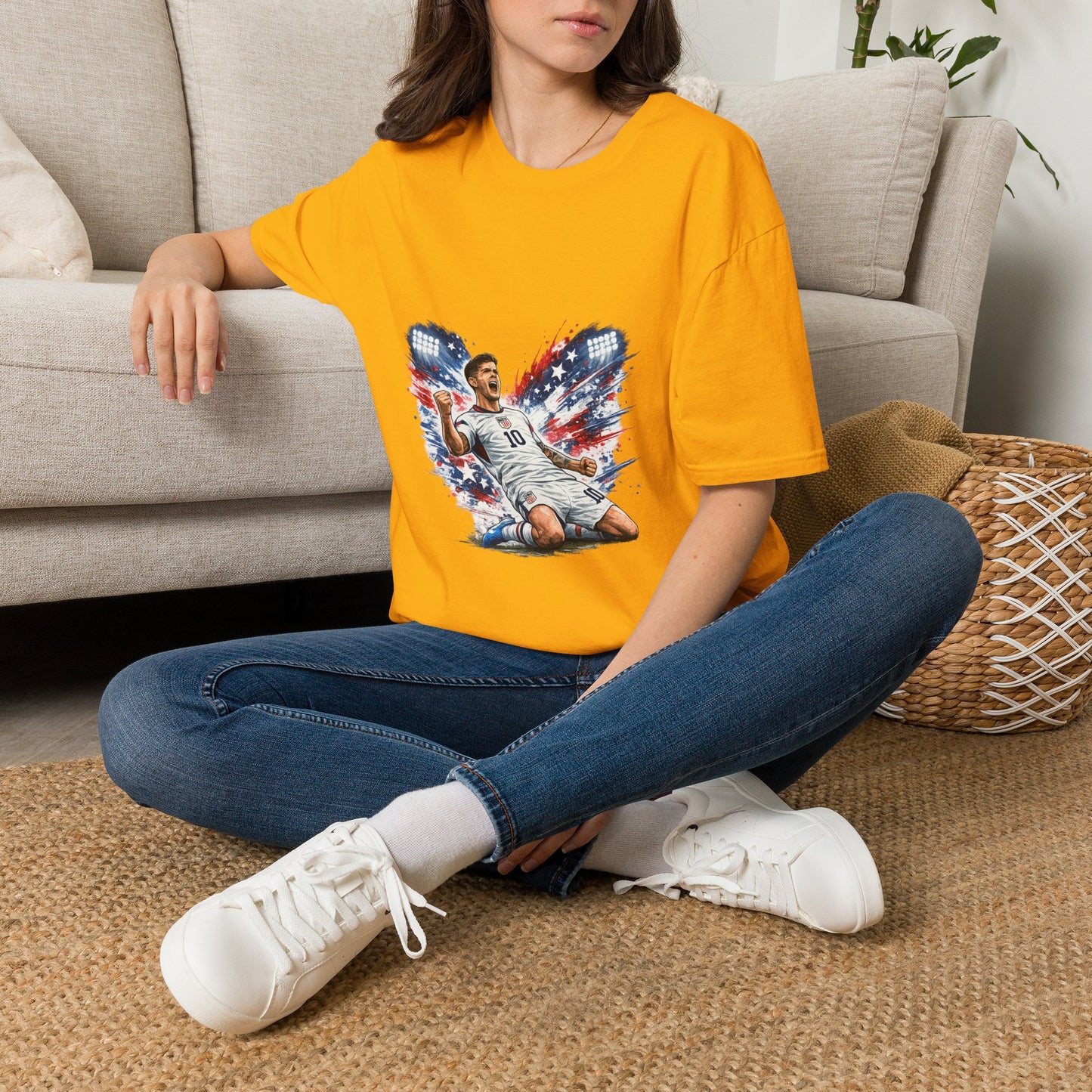 USA Soccer Player Flag T-Shirt — Patriotic Football Fan Tee