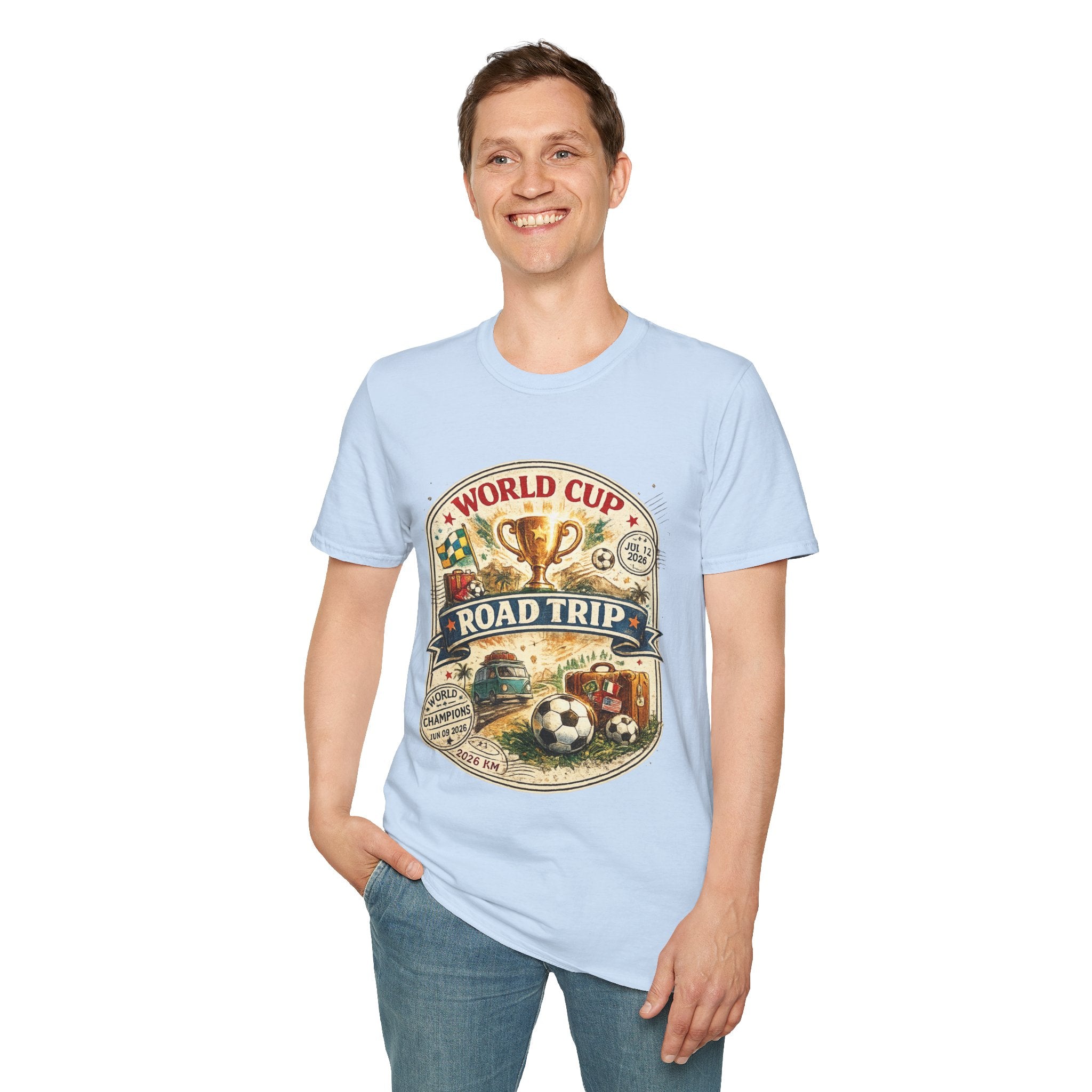 World Cup Road Trip T-Shirt — Vintage Soccer Trophy Design