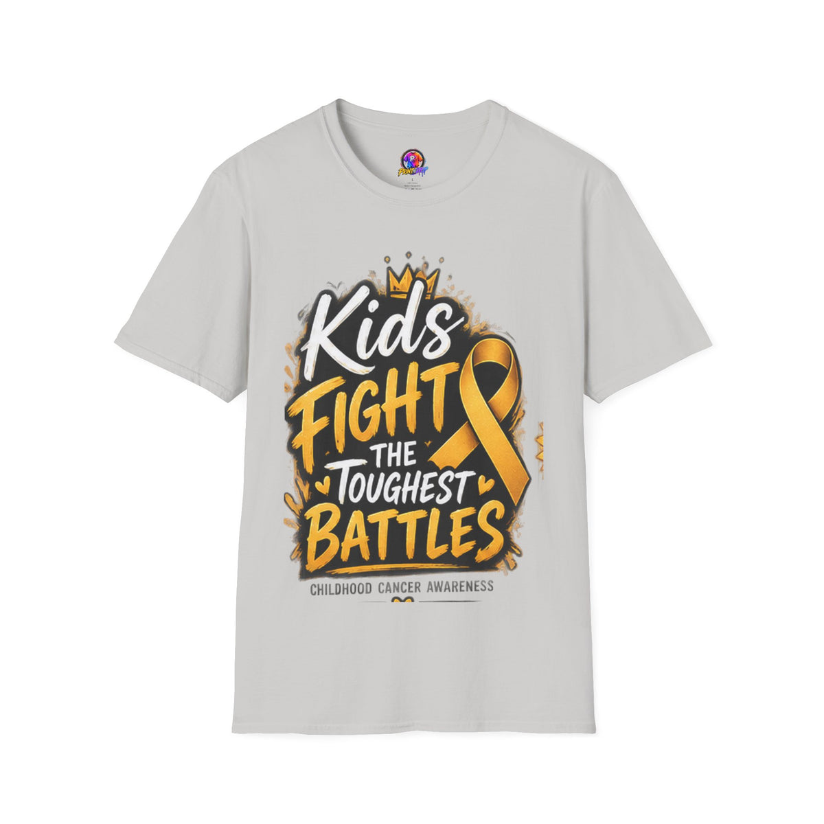 Children's Cancer Awareness T-Shirt — "Kids Fight The Toughest Battles" Gold Ribbon
