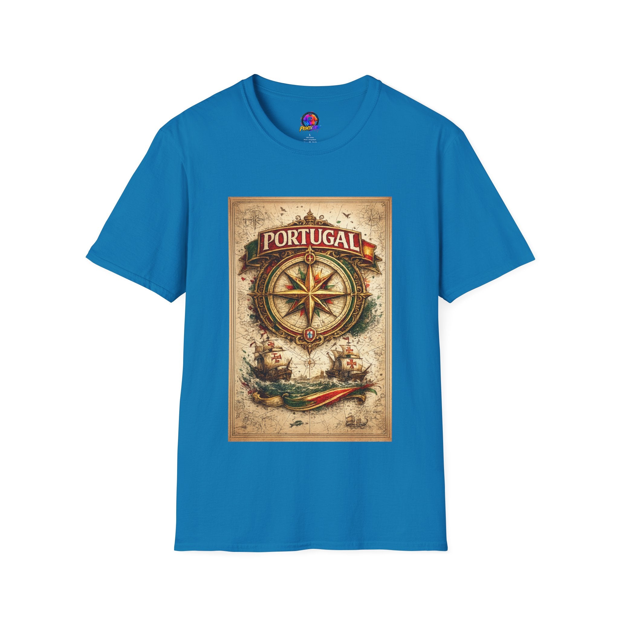 Portugal Compass T‑Shirt — Vintage Nautical Travel Tee