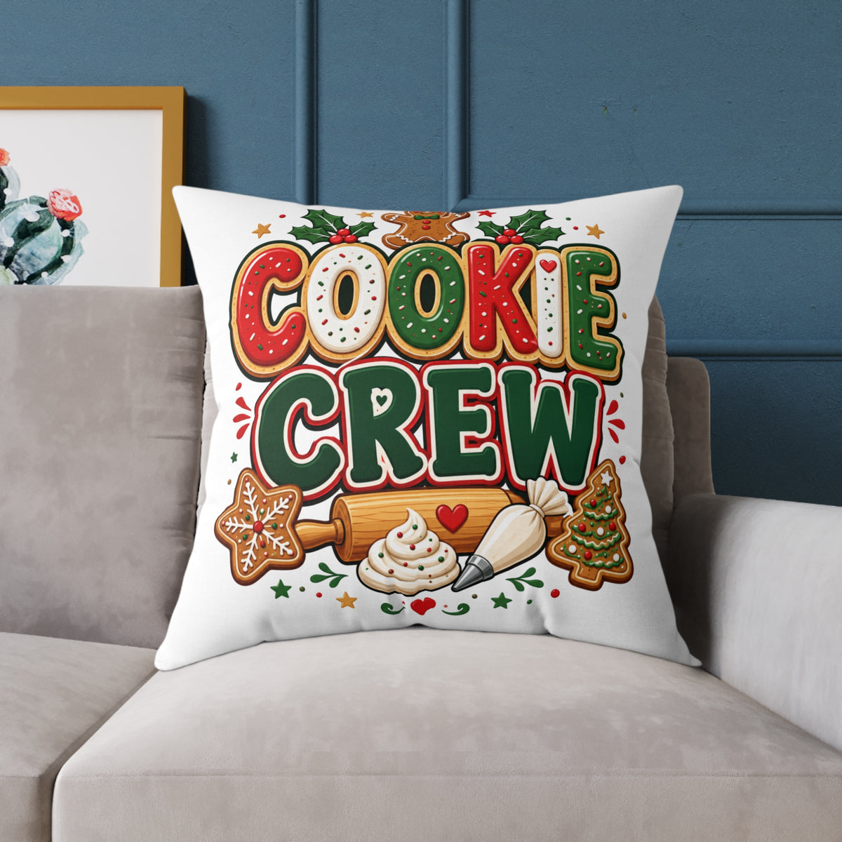 Christmas Cookie Crew Holiday Pillow — Festive Christmas Baking Decor