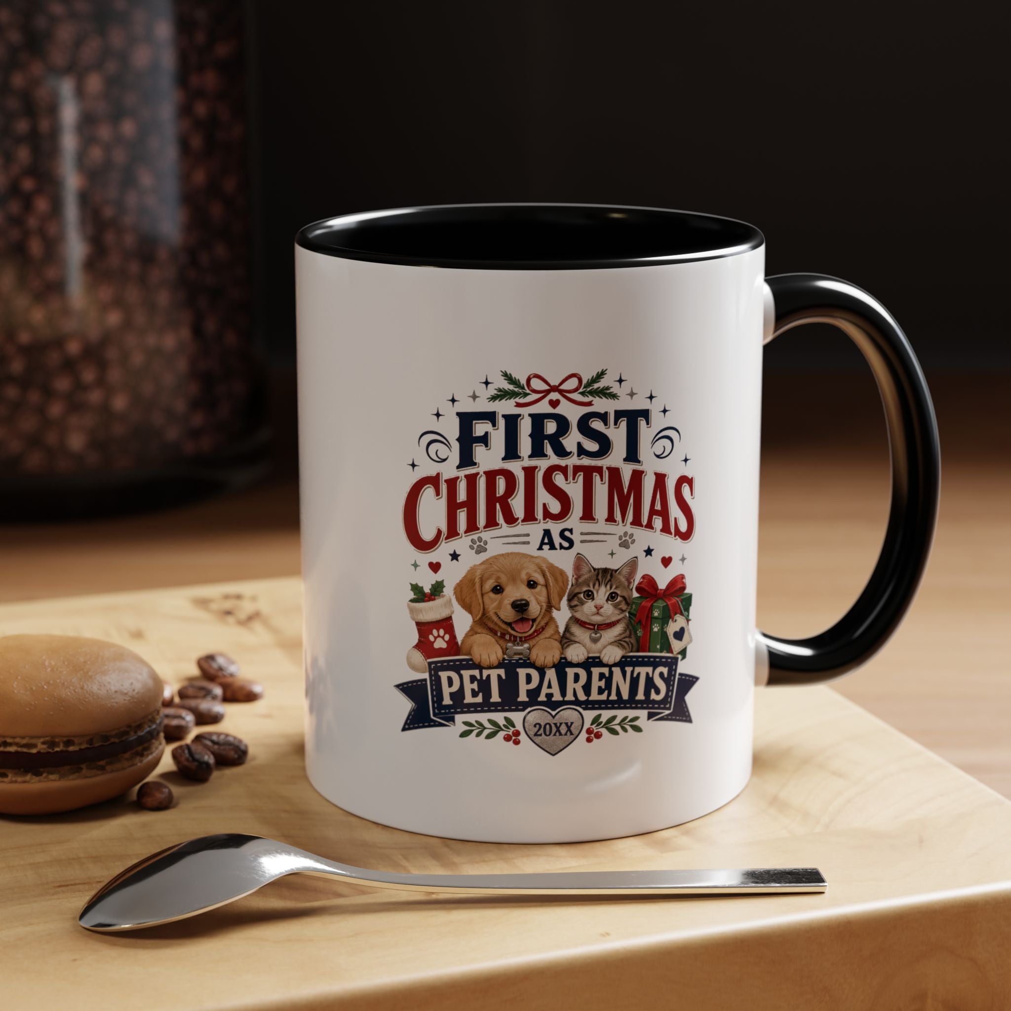 Christmas First Christmas as Pet Parents Coffee Mug — Cute Dog & Cat Holiday Gift