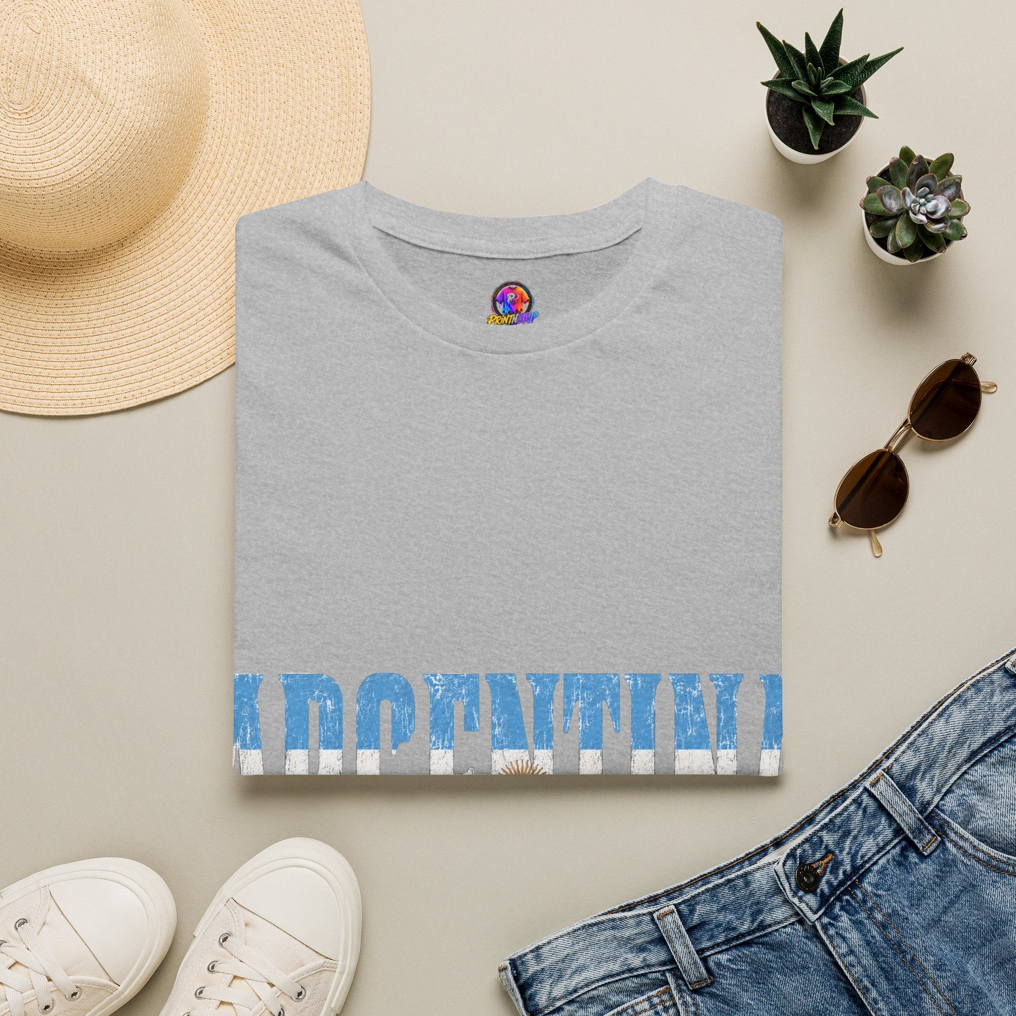Argentina Beach Vibes T-Shirt — Distressed Blue "ARGENTINA" Graphic
