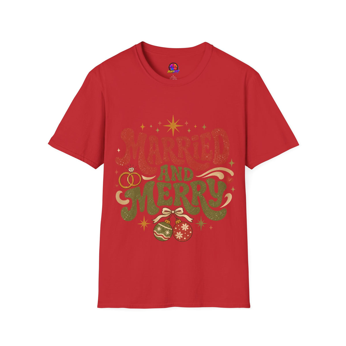 Married and Merry T-Shirt — Retro Holiday Couples Christmas Tee