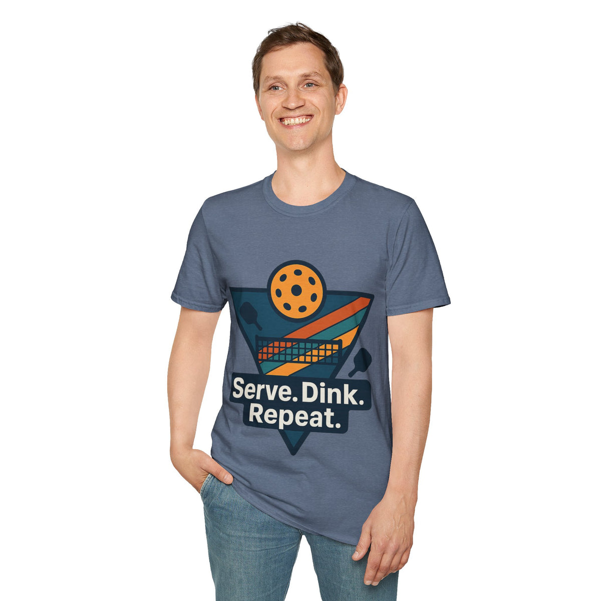 Pickleball T-Shirt — Retro Paddle & Ball Design with “Serve. Dink. Repeat.” Slogan - Trending Now - August 2026