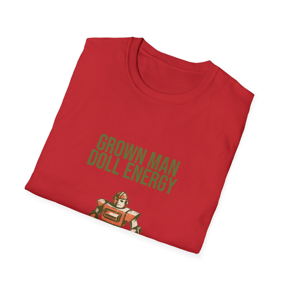 "Grown Man Doll Energy" Retro Toy Robot Graphic Tee - Funny Ironic Gamer White T-Shirt - Trending Now - September 2026