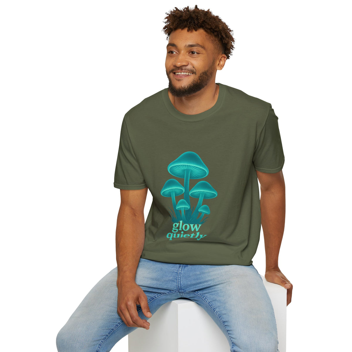 Mushroom Graphic T-Shirt — 'Grow Quietly' Teal Fungi Tee - Trending Now - August 2026