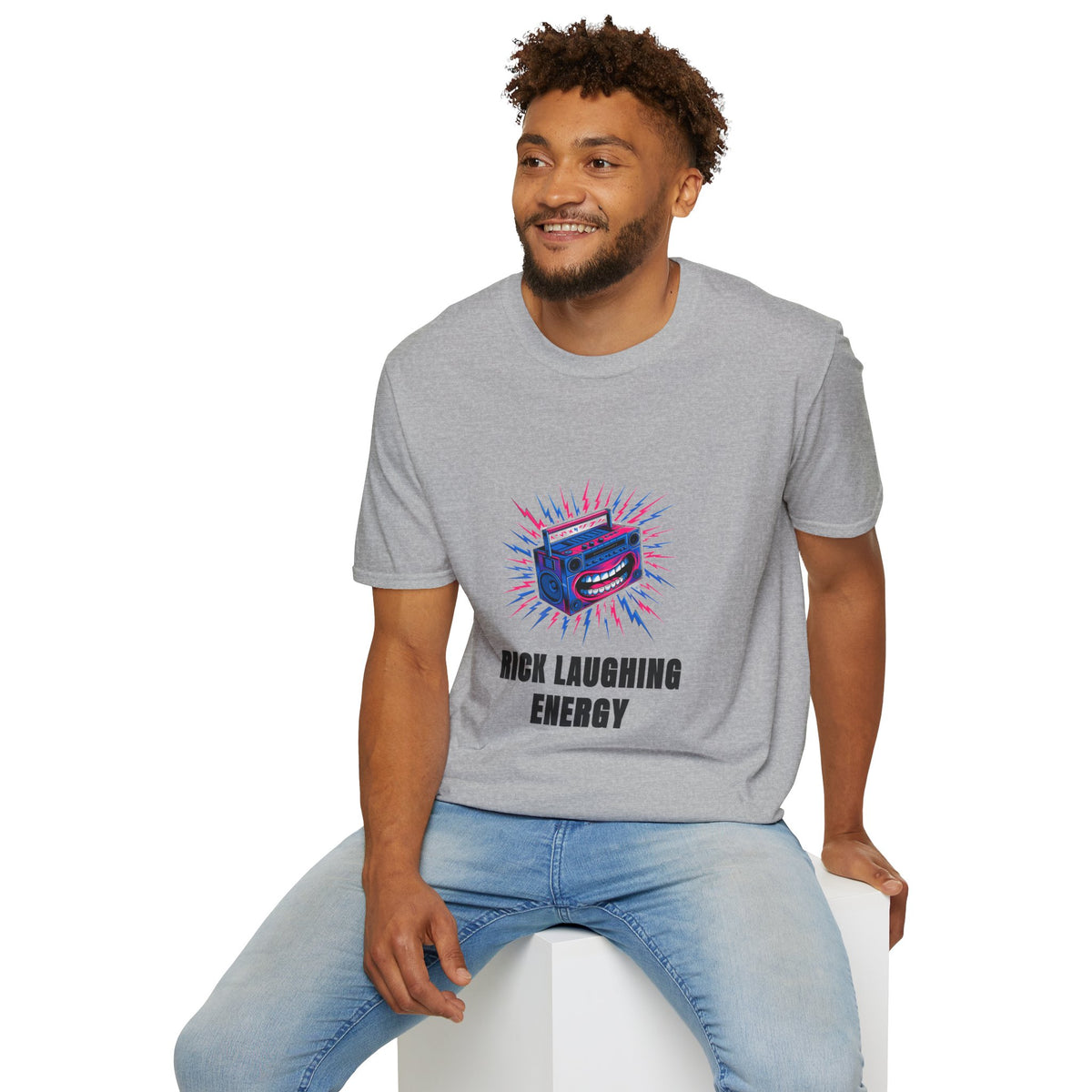 Rick Laughing Energy T-Shirt — Funny Retro Boombox Graphic Tee - Trending Now - August 2026