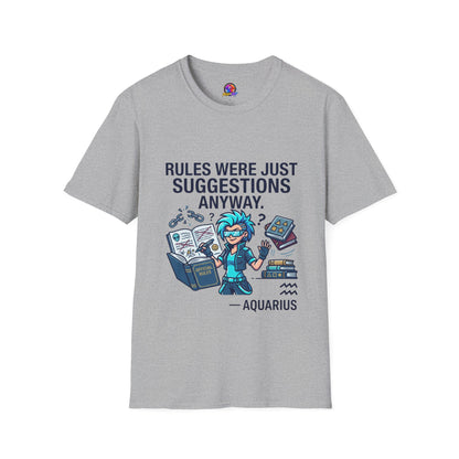 Aquarius Zodiac T‑Shirt — "Rules Were Just Suggestions Anyway" Graphic Tee