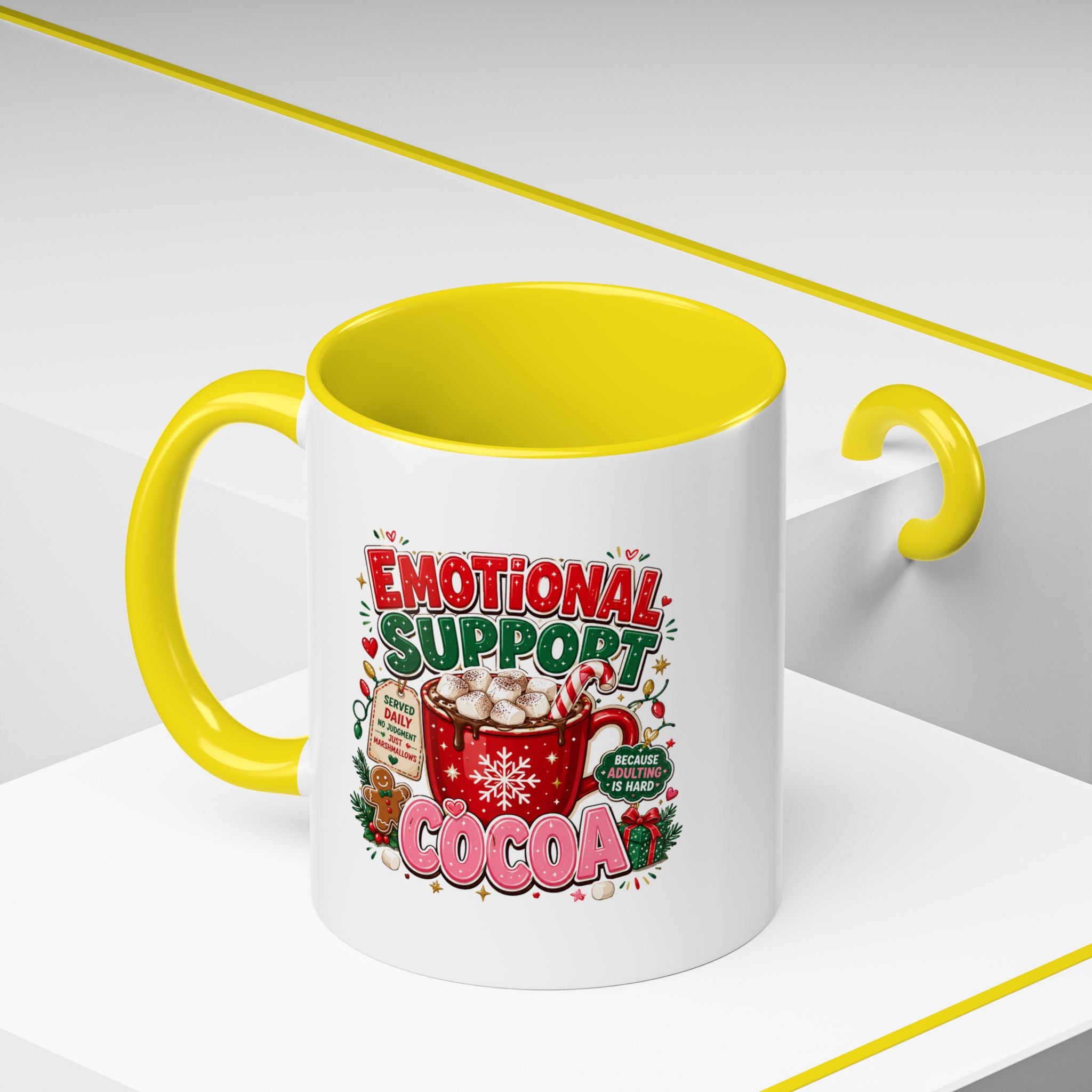 Modern Day Christmas  Emotional Support Cocoa Mug — Festive Hot Chocolate Christmas Coffee Cup (11/15oz)