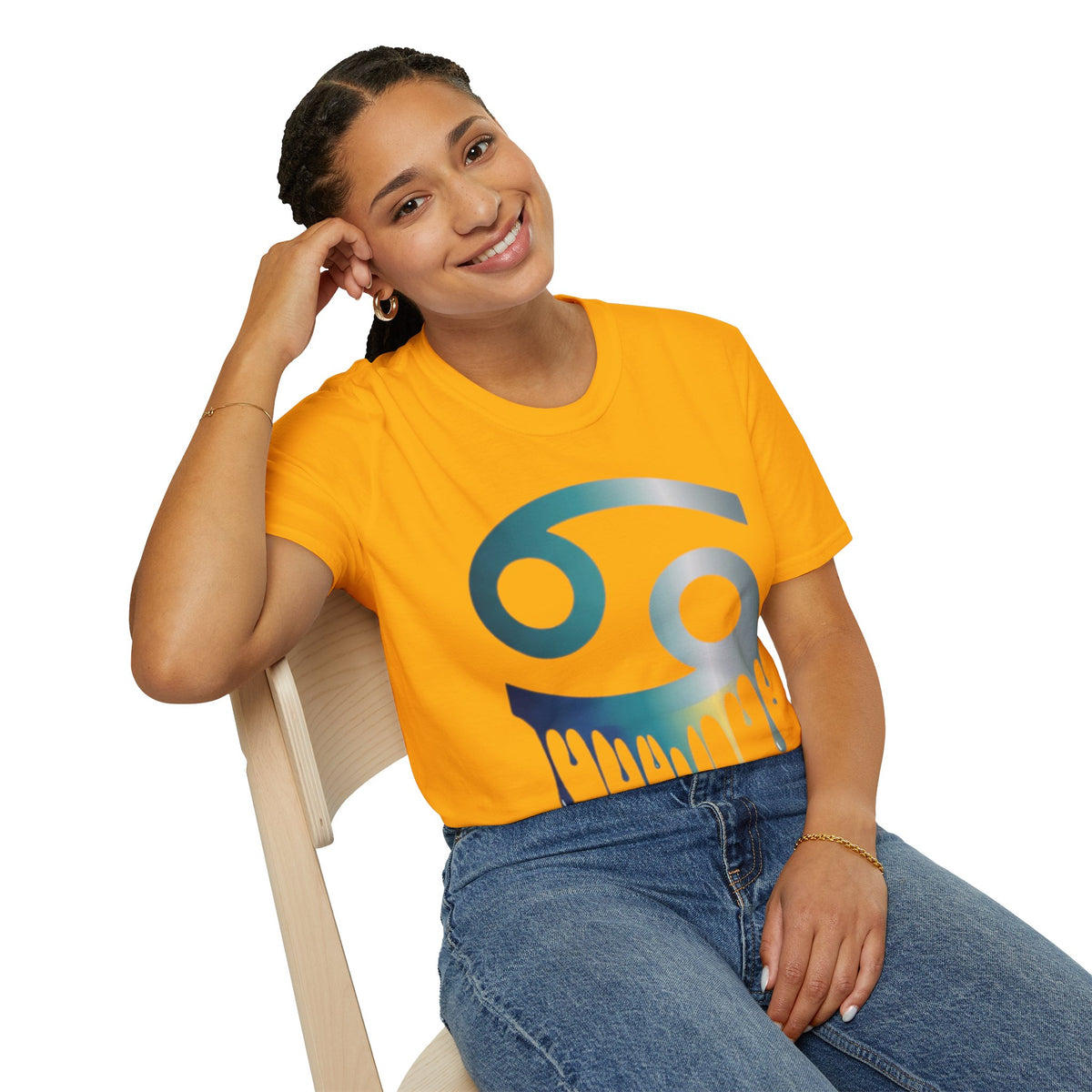 Cancer Zodiac T‑Shirt — Dripping Gradient Astrology Tee (Cancer Symbol)
