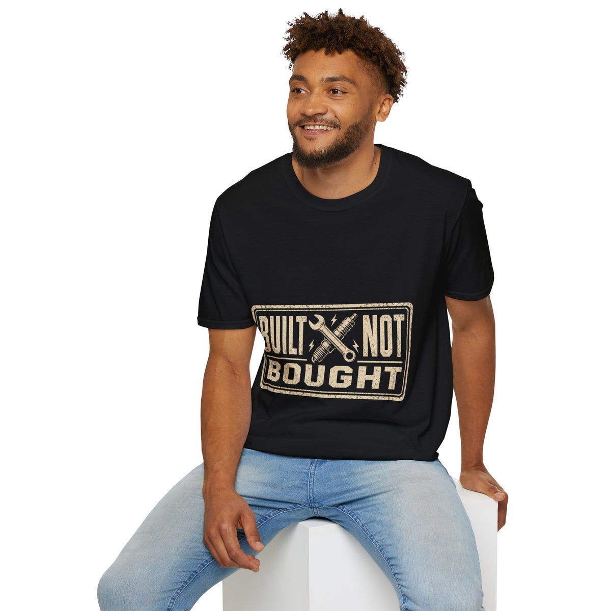 Built Not Bought T-Shirt — Vintage Mechanic Workwear Tee