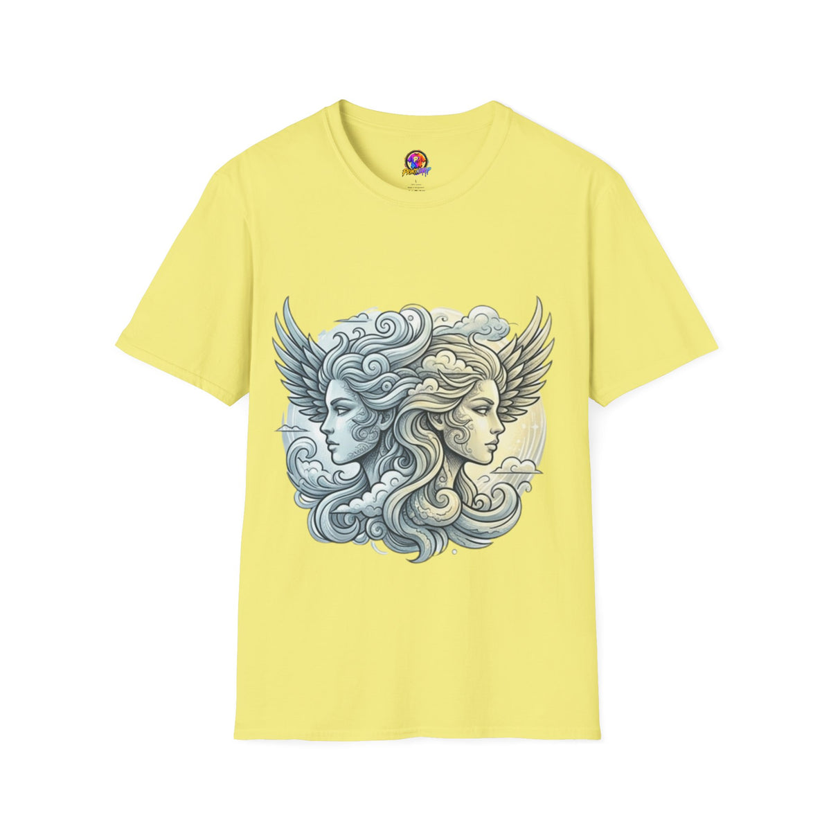 Mythic Moon & Sun Faces T-Shirt — Celestial Duality Graphic Tee
