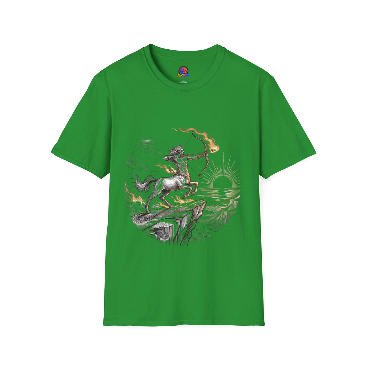Sagittarius Centaur Archer T-Shirt — Mythical Archer Graphic Tee (Flaming Bow)