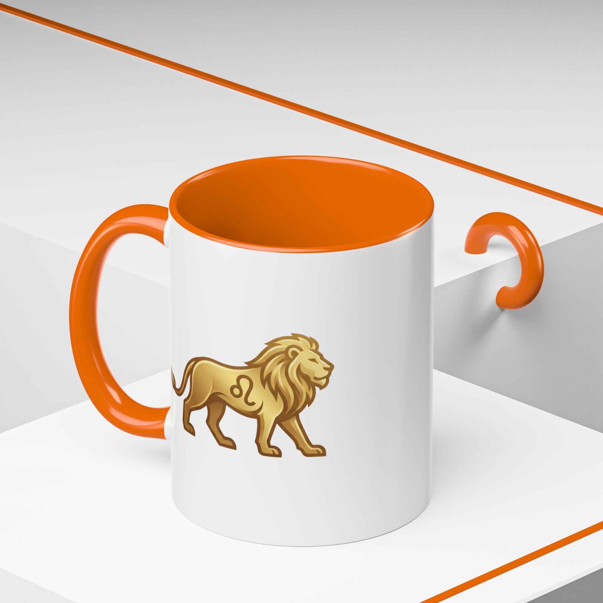 Leo Zodiac Coffee Mug — Gold Lion Accent Mug for Astrology Lovers