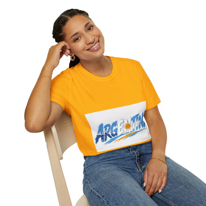 Argentina Graphic T-Shirt — Argentina Typography Tee with Sun & Flag Colors