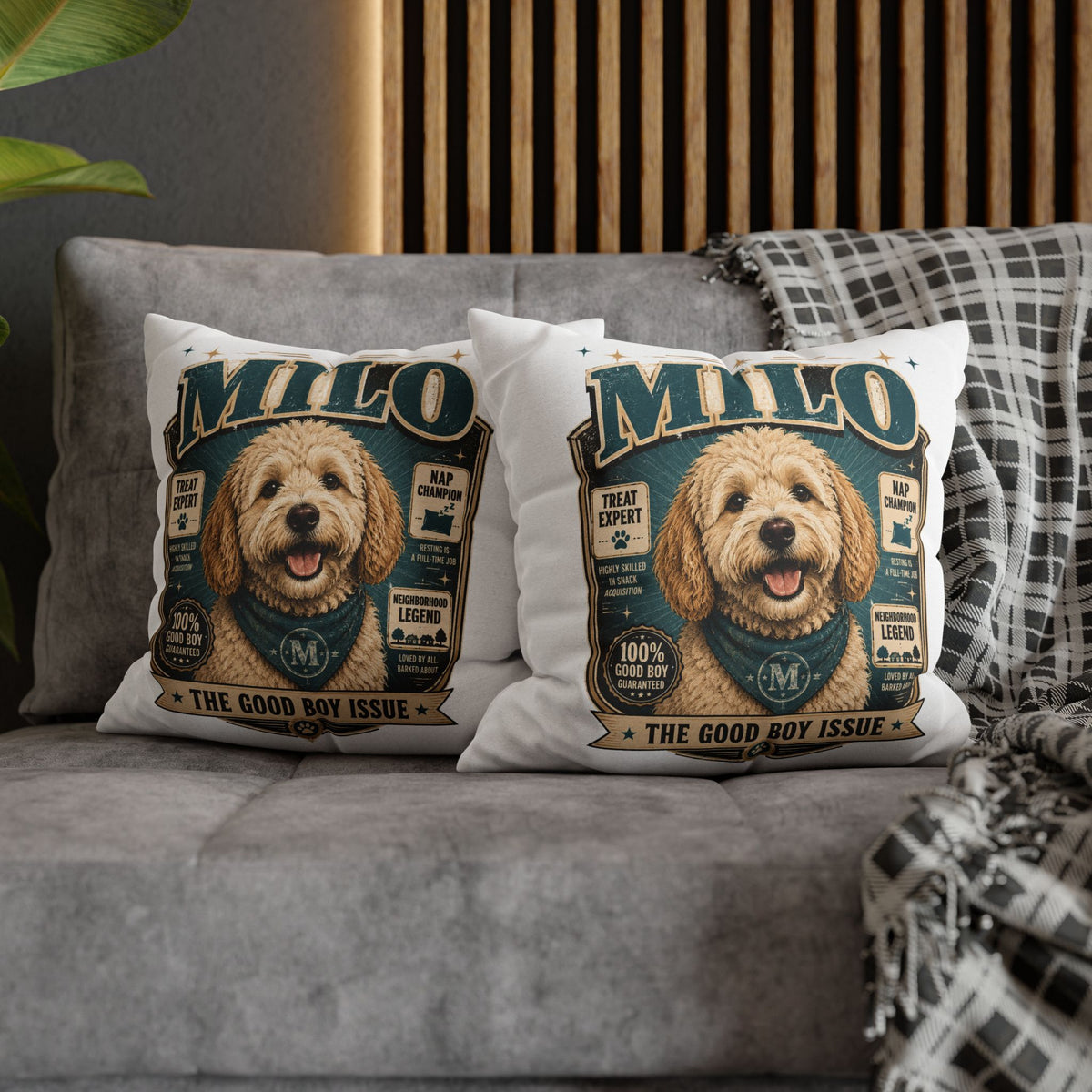 Milo 'The Good Boy Issue' Decorative Pillowcase Milo Bailey Dog Dad Mom