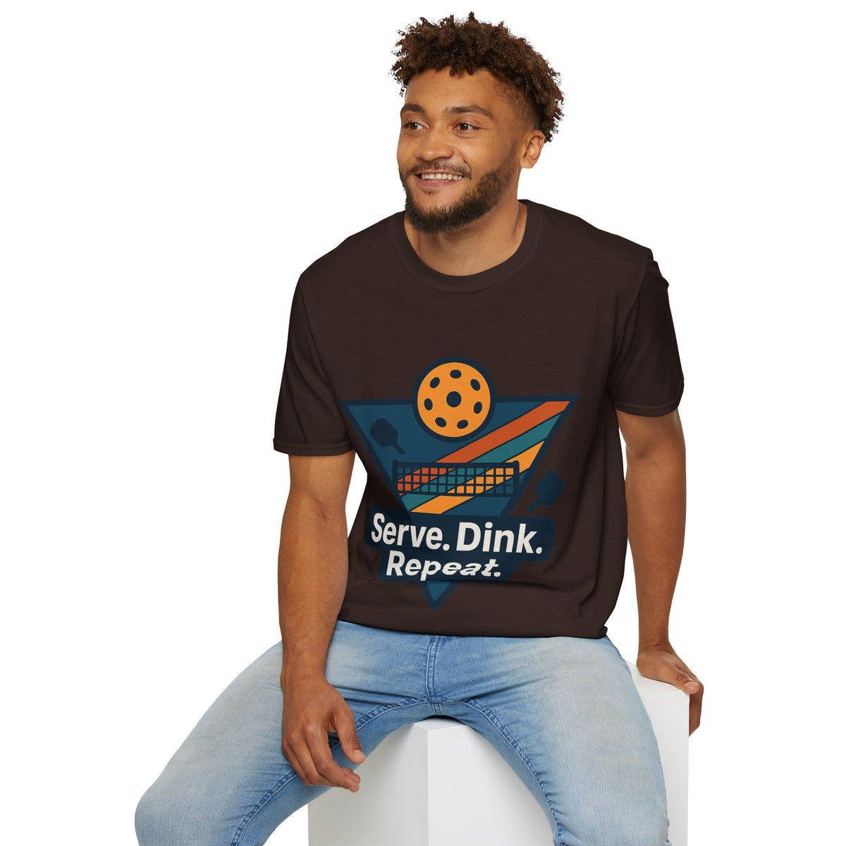 Pickleball T-Shirt — Retro Paddle & Ball Design with “Serve. Dink. Repeat.” Slogan - Trending Now - August 2026